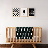 Lightning Bolt Fuzzy Blanket | Black