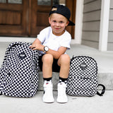 Full Size Black Checkered Backpack