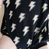 Short Sleeve Bubble Romper | Black Bolts