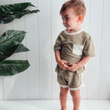 Terry Cloth Track Short - Khaki Green
