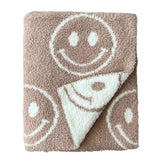 Smiley Fuzzy Blanket | Latte
