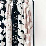 Smiley Fuzzy Blanket | Latte