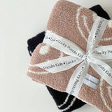 Smiley Fuzzy Blanket | Latte