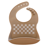 Silicone Bib - Tan Checkers