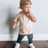 Hooded Short Sleeve Sweatshirt - Sand