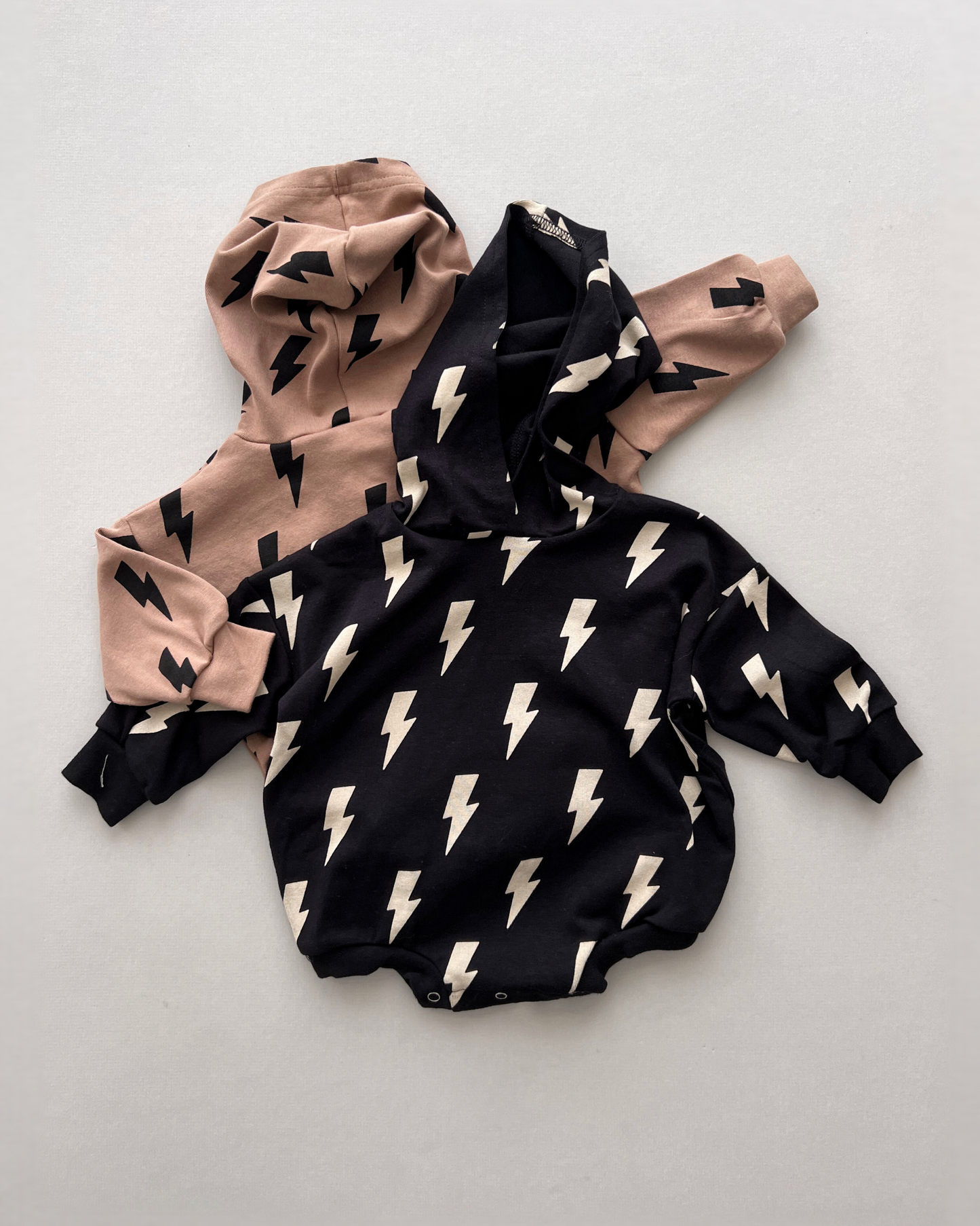 Hooded Bubble Romper  | Mocha Bolts