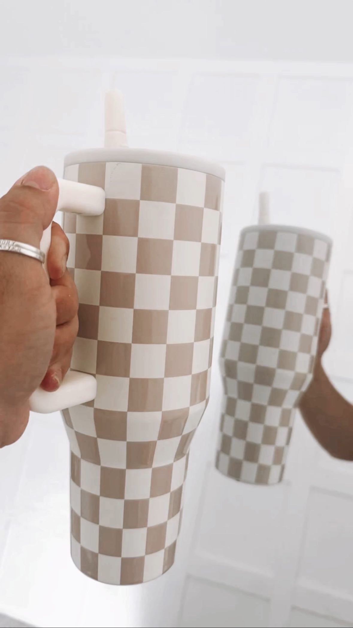 Beige Checker 40 Oz Tumbler