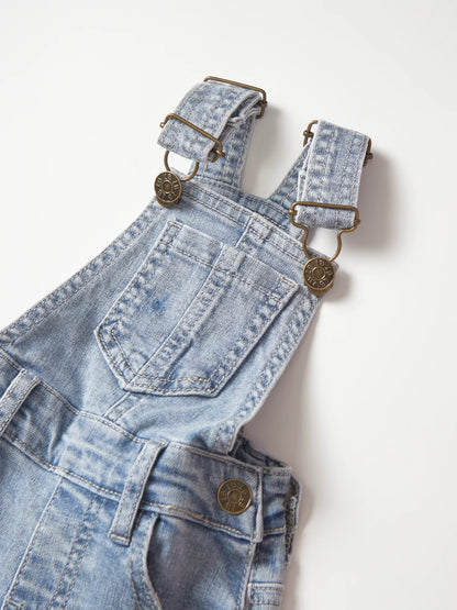 Distressed Denim Overall - Light Wash