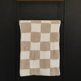 Taupe Checkered Plush Blanket