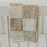 Taupe Checkered Plush Blanket