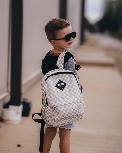 Mid-Size Tan Checkered Backpack