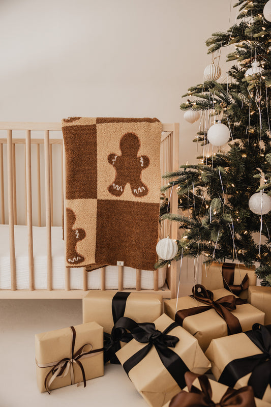 Plush Blanket | Gingerbread Checkerboard