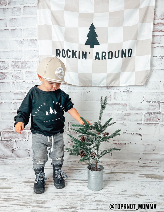 Rockin' Around Banner - Kids Christmas Holiday Wall Decor