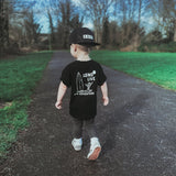 100% ORGANIC COTTON LONG LIVE THE ADVENTURE TEE - BLACK