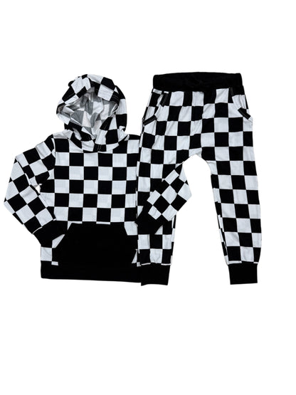 Ribbed Check Collection: Onyx Jogger Set