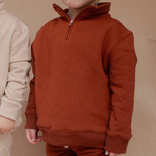 Cascade Quarter Zip Sweatshirt | Kids | Paprika