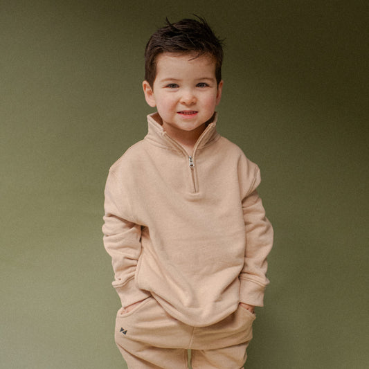 Cascade Quarter Zip Sweatshirt | Kids | Mushroom