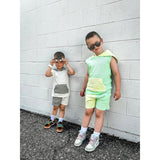 Summer Leisure Shorts- Colorblock Gray