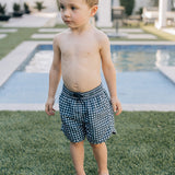 Navy Gingham Swim Shorts