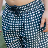 Navy Gingham Swim Shorts
