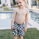 Wavy Checkered Swim Shorts