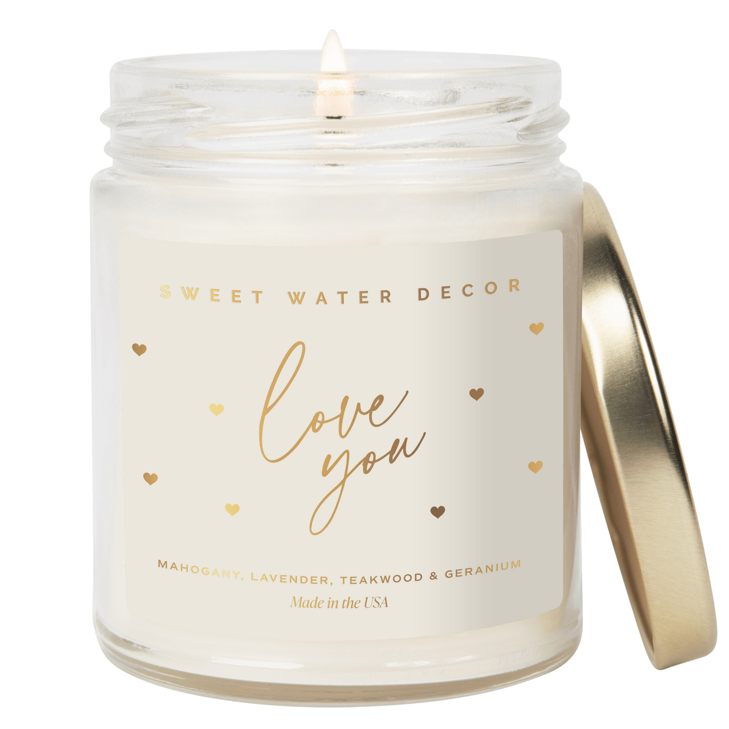 Love You Soy Candle Patterned - Clear Jar - 9 oz