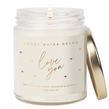 Love You Soy Candle Patterned - Clear Jar - 9 oz