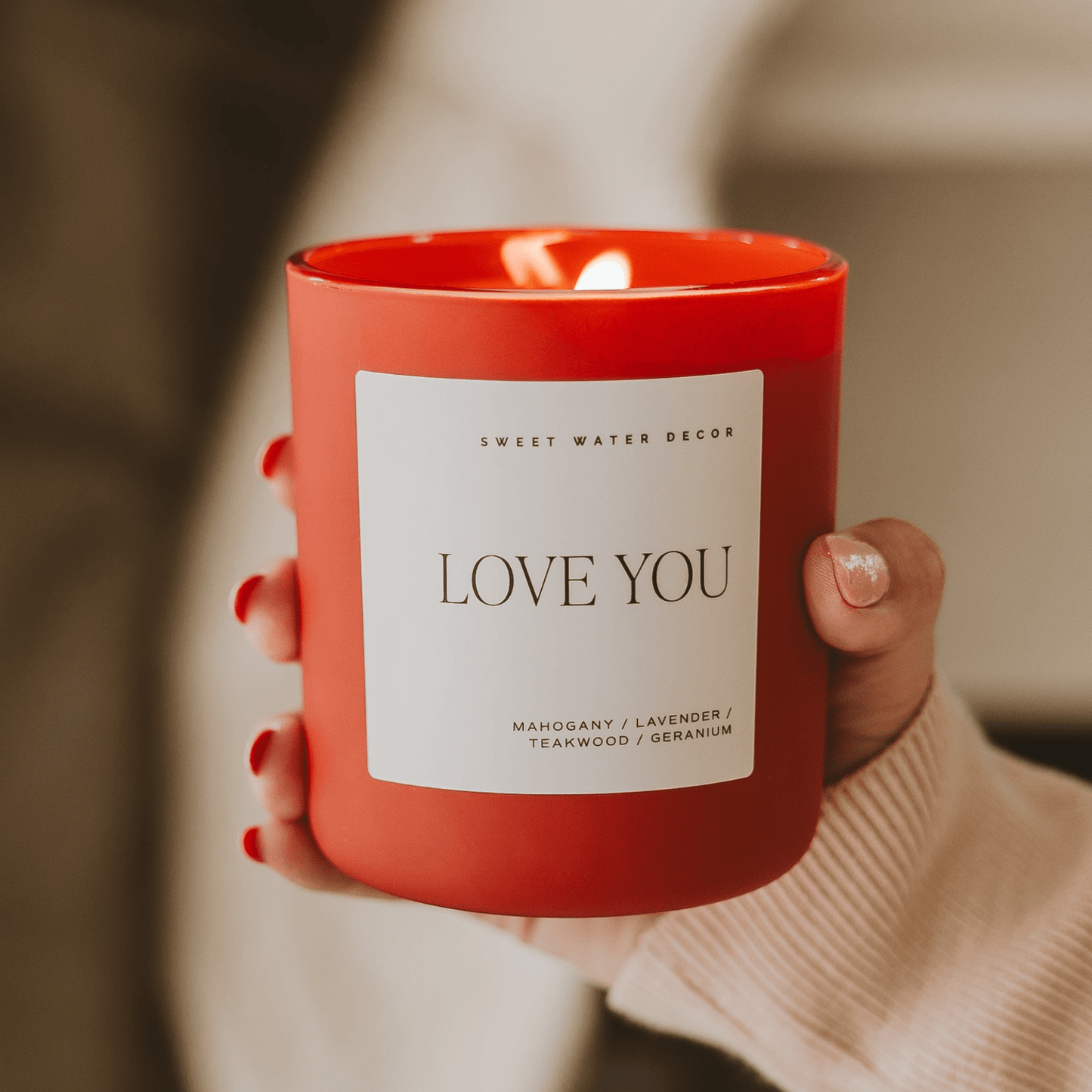 Love You Soy Candle - Red Matte Jar - 15 oz