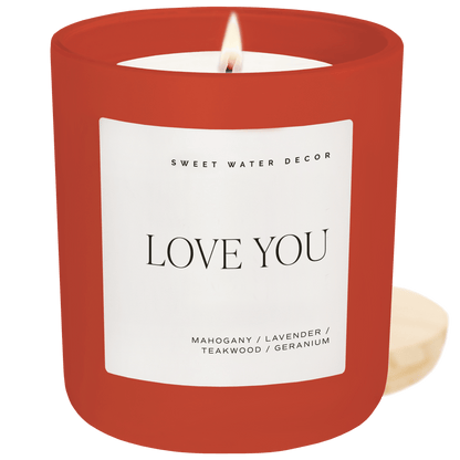 Love You Soy Candle - Red Matte Jar - 15 oz