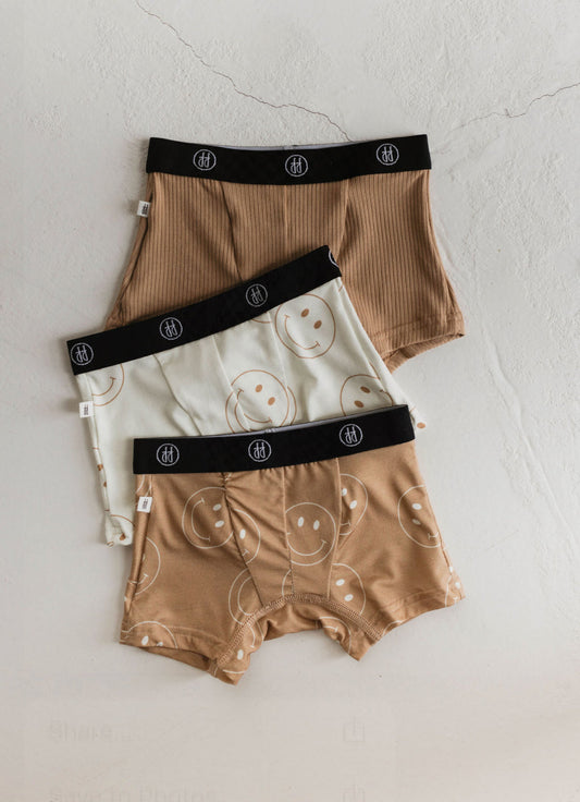 Bamboo Boxers (3 Pack) | Tan & Ivory Smile