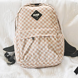 Full Size Tan Checkered Backpack