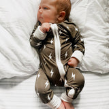 Olive Bolt Zipper Jammies