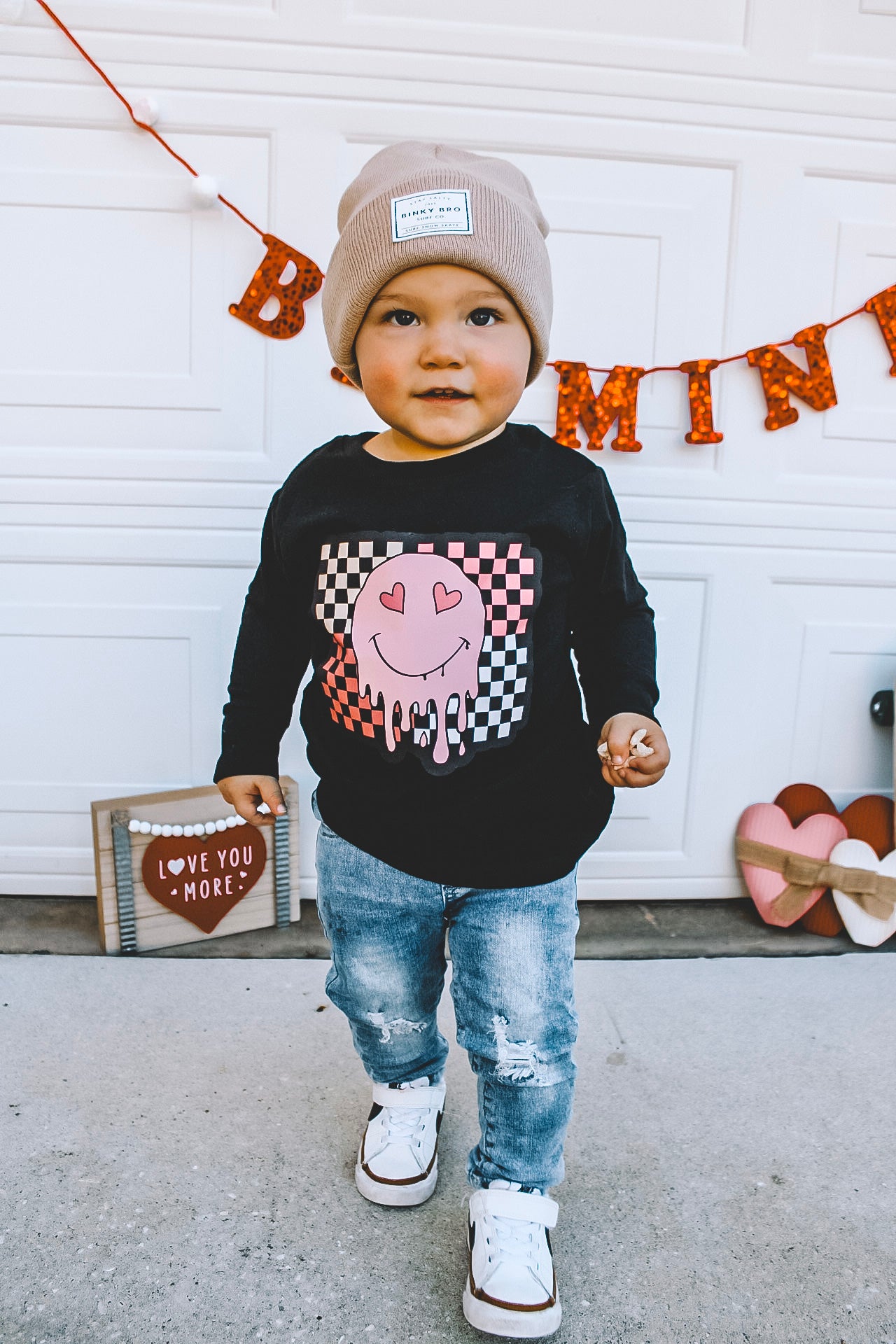 Checkered Heart Eyes | Black Long OR Short Sleeve