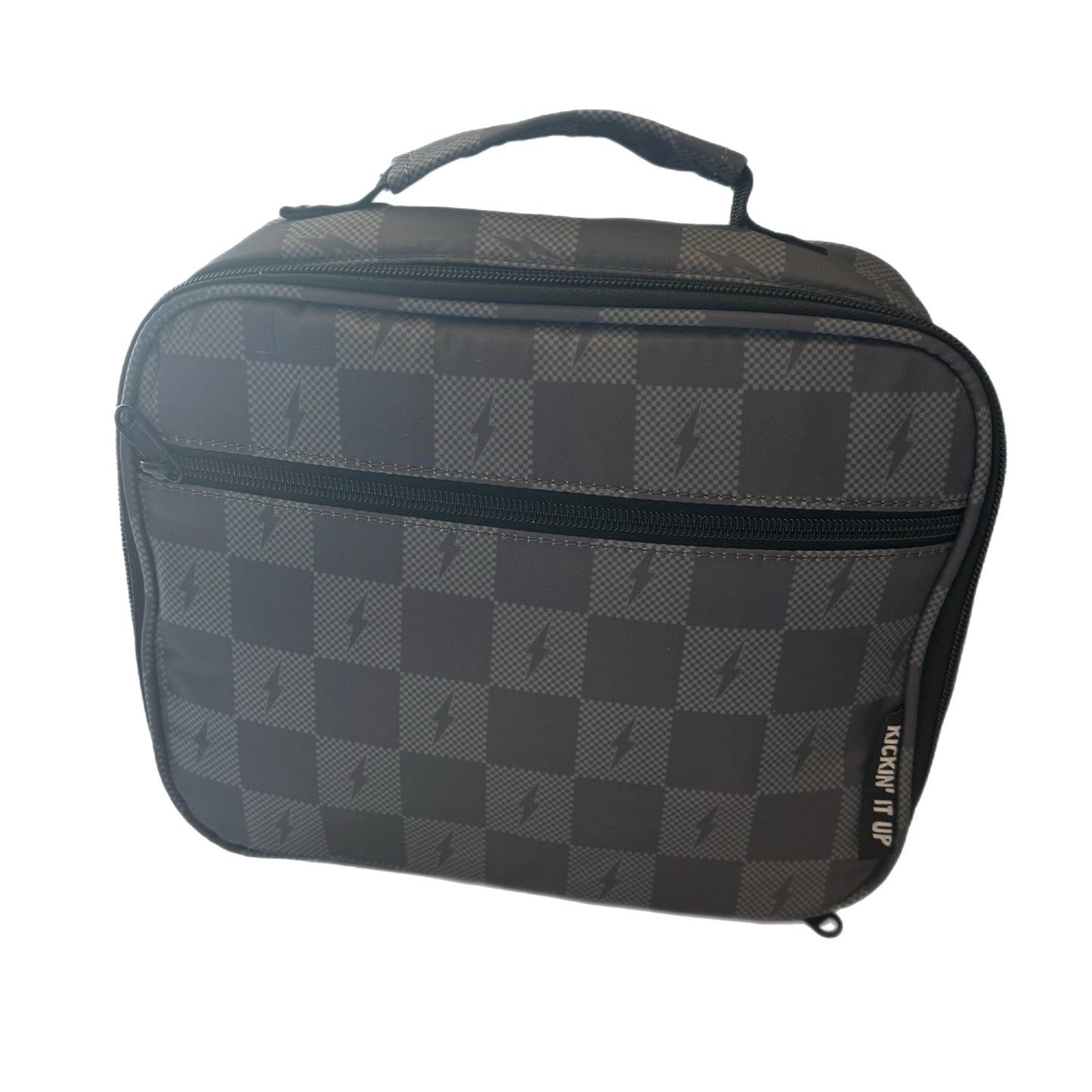 Black + Gray Check Bolt Lunch Box