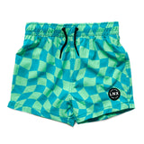 SWIM TRUNK - WAVY CHECKS - GREEN