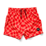SWIM TRUNK - WAVY CHECKS - ORANGE