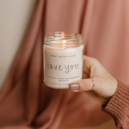 Love You Soy Candle - Clear Jar - 9 oz