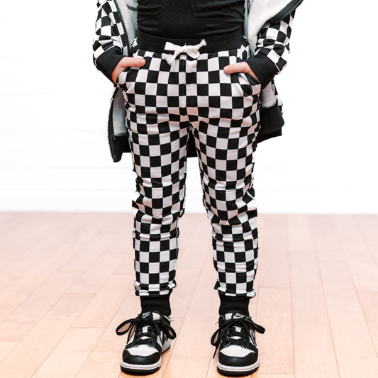 JOGGERS- B+W Check Bamboo French Terry