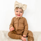 ZIP ROMPER - Mocha Ribbed