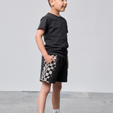 Check Stripe Sweatshort - Black