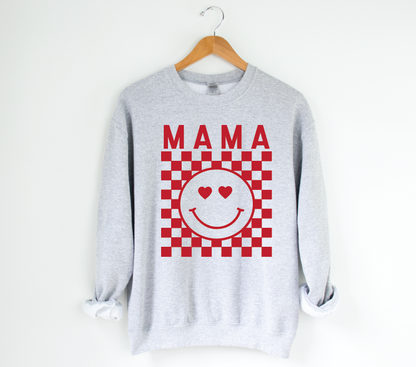 Mama Heart Eye Checkered Sweatshirt