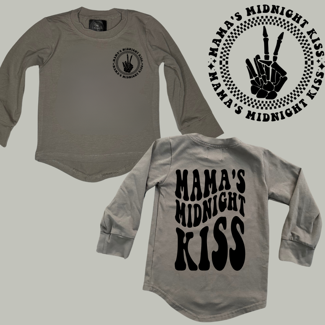 Mamas Midnight Kiss | Grey Long Sleeve