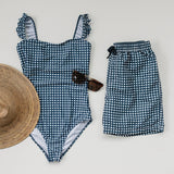 Navy Gingham Women’s One-Piece