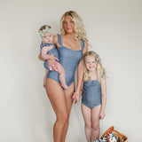 Navy Gingham Women’s One-Piece