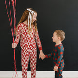 Navy + Red Hearts Ribbed Bamboo Cozy Set