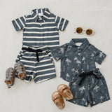 Navy Surfer Linen Button Up Shirt