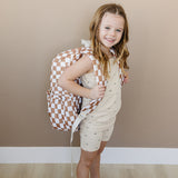 Rust Wavy Checkered Large Backpack