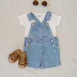 Blue Stripe Short Overalls