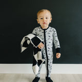 Black + White Checkered Plush Blanket