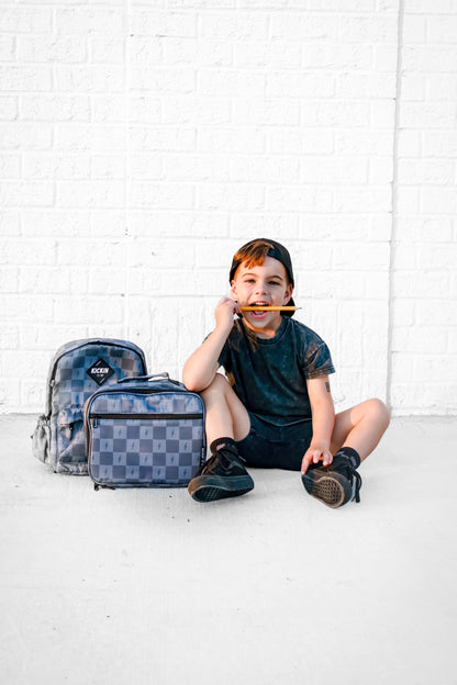 Black + Gray Check Bolt Lunch Box